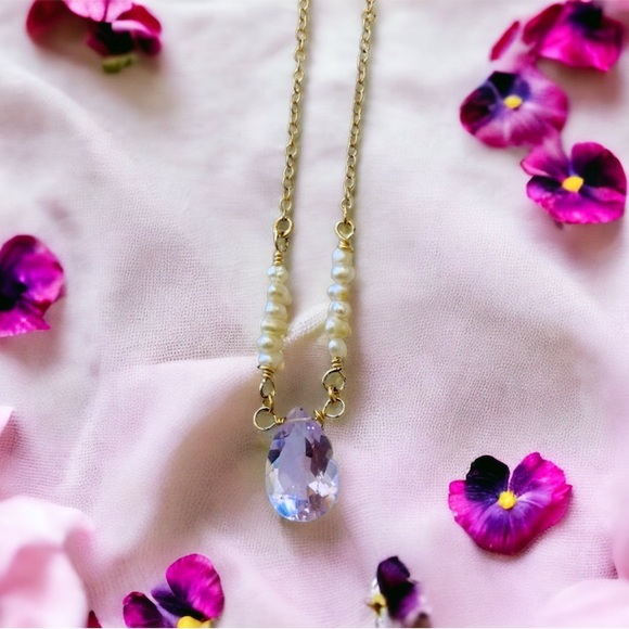 COPY - Light Pink Amethyst and Pearl Necklace - Picture 4 of 10